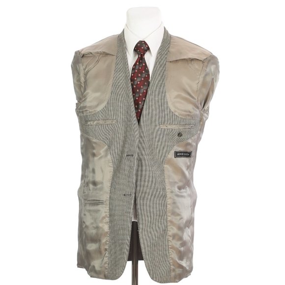 Andrew Fezza Two Button Gray Sharkskin Sport Coat - Picture 8 of 12